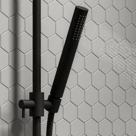 Arezzo Matt Black Shower System (Valve inc. 195mm Ceiling Mounted Head + Slide Rail Kit with Handset) 7 Arezzo Matt Black Shower System (Valve inc. 195mm Ceiling Mounted Head + Slide Rail Kit with Handset) - Image 5