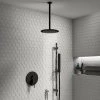 Arezzo Matt Black Shower System (Valve inc. 195mm Ceiling Mounted Head + Slide Rail Kit with Handset) -Showers Shop AZSP2CMB p