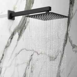 Arezzo Matt Black Shower Set (Fixed Shower Head + Waterfall Bath Filler) -Showers Shop AZSP6PK d2 460