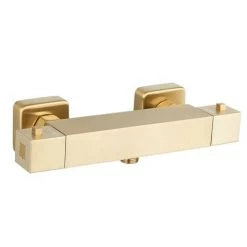 Arezzo Brushed Brass Square Thermostatic Bar Valve + Slide Rail Kit -Showers Shop AZSQBVKBB d1 460