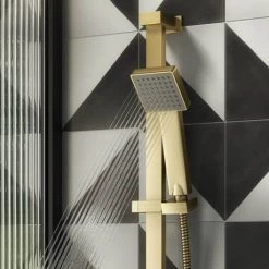 Arezzo Brushed Brass Square Thermostatic Bar Valve + Slide Rail Kit -Showers Shop AZSQBVKBB d4 460
