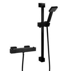 Arezzo Matt Black Square Thermostatic Bar Valve + Slide Rail Kit 8 Arezzo Matt Black Square Thermostatic Bar Valve + Slide Rail Kit -Showers Shop AZSQBVKIT N D2 460