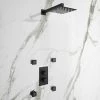 Arezzo Matt Black Square Shower System with Diverter, Fixed Shower Head + 4 Body Jets -Showers Shop AZSQSV4BJ n p