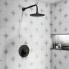 Arezzo Matt Black Round Concealed Dual Thermostatic Valve w. 200mm Shower Head 1 Arezzo Matt Black Round Concealed Dual Thermostatic Valve w. 200mm Shower Head -Showers Shop AZSV4MBPK p