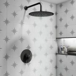 Arezzo Matt Black Round Concealed Dual Thermostatic Shower Valve -Showers Shop AZSV4MB d4 460