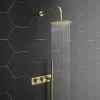 Arezzo Brushed Brass Round Shower System (Fixed Head, Handset + Integrated Parking Bracket) 2 Arezzo Brushed Brass Round Shower System (Fixed Head, Handset + Integrated Parking Bracket) -Showers Shop AZSVHBBPK p