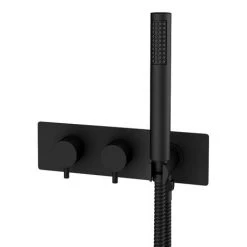 Arezzo Matt Black Round Wall Mounted Thermostatic Shower Valve with Handset 8 Arezzo Matt Black Round Wall Mounted Thermostatic Shower Valve with Handset -Showers Shop AZSVHMB n d2 460