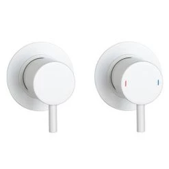 Arezzo Matt White Concealed Individual Stop Tap + Thermostatic Control Shower Valve -Showers Shop AZWRDSV3 d1 460