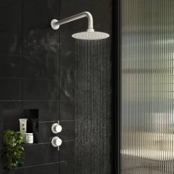 Arezzo Matt White Concealed Individual Stop Tap + Thermostatic Control Shower Valve -Showers Shop AZWRDSV3 d3 460