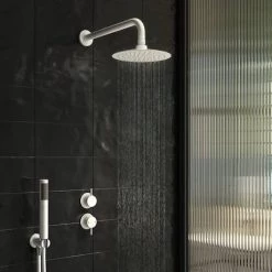 Arezzo Matt White Concealed Individual Diverter + Thermostatic Control Shower Valve -Showers Shop AZWRDSV4 d3 460