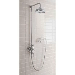 Crosswater - Belgravia Thermostatic Shower Valve with Fixed Head, Handset & Wall Cradle -Showers Shop BEL CRADLE D3 460