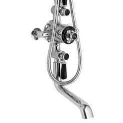 Hudson Reed Topaz Black Triple Thermostatic Shower Valve with Rigid Riser Kit + Bath Spout -Showers Shop BTSVT103 d3 460