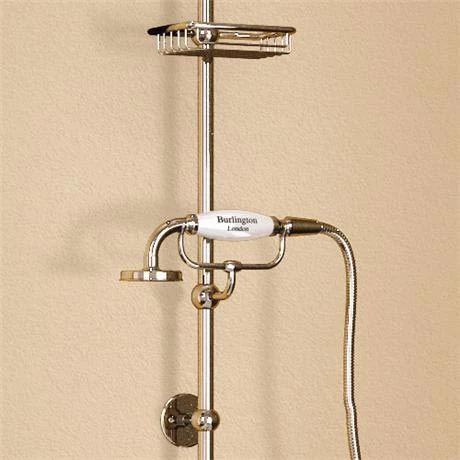 Burlington Birkenhead Wall Mounted Angled Bath Shower Mixer w Riser, 9" Rose & Soap Basket 4 Burlington Birkenhead Wall Mounted Angled Bath Shower Mixer w Riser, 9" Rose & Soap Basket - Image 2