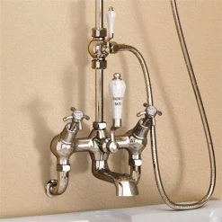 Burlington Birkenhead Wall Mounted Angled Bath Shower Mixer w Riser, 9" Rose & Soap Basket 8 Burlington Birkenhead Wall Mounted Angled Bath Shower Mixer w Riser, 9" Rose & Soap Basket -Showers Shop Burlington Birkenhead Wall Mounted Angled Bath Shower Mixer H365 BI d2 375 2