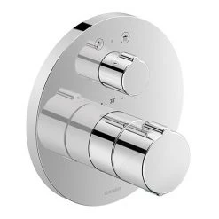 Duravit C.1 Round Thermostatic Shower Mixer with Diverter for Concealed Installation - Chrome - C14200014010