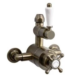 Chatsworth 1928 Antique Brass Exposed Valve incl. Rigid Riser Kit, Diverter, 8" Rose + Handset -Showers Shop CABPK02 d2 460