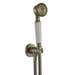 Chatsworth 1928 Antique Brass Traditional Shower with Concealed Valve, 8" Head + Handset -Showers Shop CH63VABPK1 d4 460