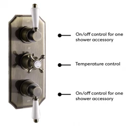 Chatsworth 1928 Antique Brass Traditional Shower w. Concealed Valve, 8" Head + Slide Rail Kit -Showers Shop CH63VABPK2 d1 460