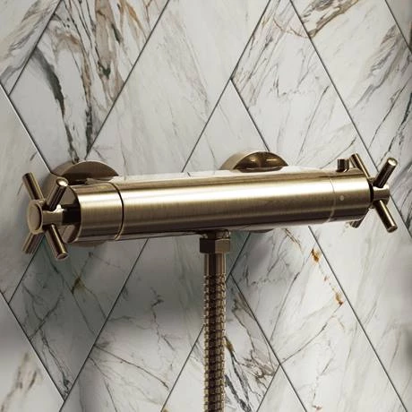 Chatsworth Antique Brass Crosshead Bottom Outlet Thermostatic Bar Shower Valve 6 Chatsworth Antique Brass Crosshead Bottom Outlet Thermostatic Bar Shower Valve - Image 4