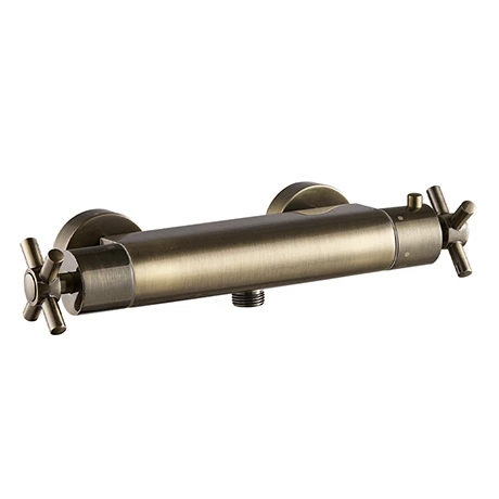 Chatsworth Antique Brass Crosshead Bottom Outlet Thermostatic Bar Shower Valve 3 Chatsworth Antique Brass Crosshead Bottom Outlet Thermostatic Bar Shower Valve