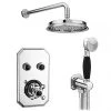 Chatsworth 1928 Black Traditional Push-Button Shower Valve Pack with Handset + Rainfall Shower Head -Showers Shop CHT PB PK2 BLK p