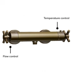 Chatsworth Antique Brass Traditional Crosshead Shower Bar Valve + Slider Rail Kit -Showers Shop CHTBVAB detail2 460