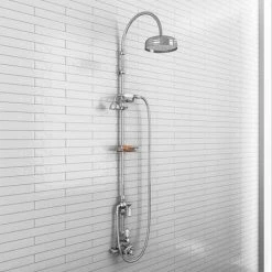 Chatsworth 1928 Traditional Exposed Valve Inc. Deluxe Arching Riser Kit, Diverter, 8" Rose + Handset -Showers Shop CHTSPK1 D5 460