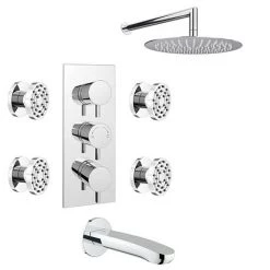 Cruze Modern Shower Package (Fixed Shower Head, 4 Body Jets + Bath Spout)
