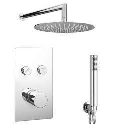 Cruze Round Push-Button Shower Valve Pack with Handset + Rainfall Shower Head