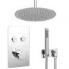 Cruze Round Push-Button Ceiling Mounted Shower Pack (with Handset + Rainfall Shower Head -Showers Shop CRZ PB PK3 p