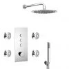 Cruze Round Push-Button Shower Valve Pack with Handset, 4 Body Jets + Shower Head -Showers Shop CRZ PB PK4 p