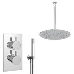 Cruze Twin Shower Valve inc. Outlet Elbow, Handset & Ultra Thin Head with Vertical Arm -Showers Shop CRZPK002 detail1 460