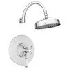 Lancaster Round Concealed Dual Thermostatic Shower Valve with 8" Head & Round Curved Arm -Showers Shop CSV12 PK1 p