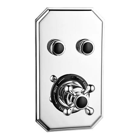 Chatsworth 1928 Traditional Black Two Outlet Push-Button Shower Valve 3 Chatsworth 1928 Traditional Black Two Outlet Push-Button Shower Valve