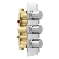 Cruze Triple Round Concealed Thermostatic Shower Valve - Chrome -Showers Shop CVT002 n d6 460