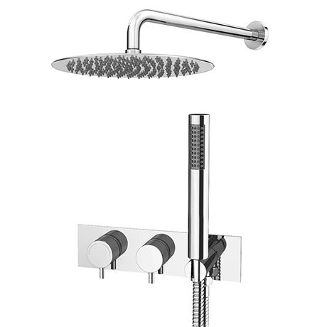 Cruze Round Wall Mounted Thermostatic Shower Valve with Handset + 300mm Fixed Shower Head 3 Cruze Round Wall Mounted Thermostatic Shower Valve with Handset + 300mm Fixed Shower Head