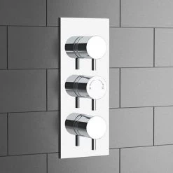 Cruze Triple Round Concealed Thermostatic Shower Valve - Chrome -Showers Shop Cruze Chrome Triple Round Concealed Thermostatic Shower Valve d2 460