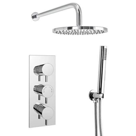 Cruze Round Triple Thermostatic Valve with Round Shower Head + Handset 4 Cruze Round Triple Thermostatic Valve with Round Shower Head + Handset - Image 2