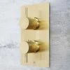 JTP Vos Brushed Brass Twin Outlet Thermostatic Concealed Shower Valve with Designer Handles