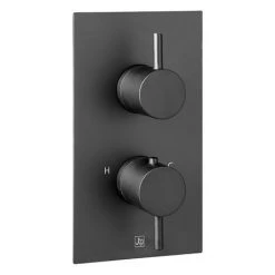 JTP Vos Matt Black Single Outlet Thermostatic Concealed Shower Valve with Designer Handles -Showers Shop DH28651AMB D2 460