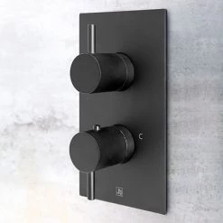 JTP Vos Matt Black Single Outlet Thermostatic Concealed Shower Valve with Designer Handles