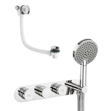 Crosswater - Dial Central 2 Control Bath Valve with 3 Mode Handset and Bath Filler Waste 3 Crosswater - Dial Central 2 Control Bath Valve with 3 Mode Handset and Bath Filler Waste