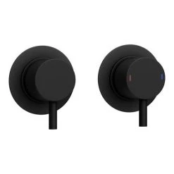 Arezzo Matt Black Concealed Individual Stop Tap + Thermostatic Control Shower Valve -Showers Shop EG AZ 36AB n d1 460