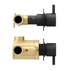 Arezzo Matt Black Concealed Individual Stop Tap + Thermostatic Control Shower Valve -Showers Shop EG AZ 36AB n d5 460