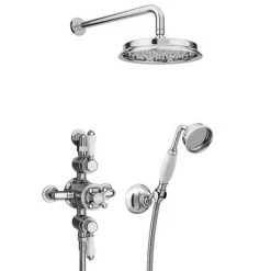 Chatsworth 1928 Triple Exposed Thermostatic Shower (inc. Valve, Elbow, Handset + Fixed Shower Head) -Showers Shop EG LY 25V PK1 d3n 460