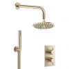 Crosswater MPRO Brushed Brass 2 Outlet 2-Handle Shower Bundle -Showers Shop GTLPRO1510F P