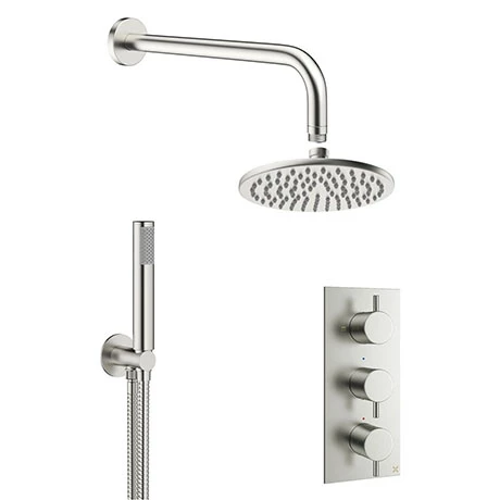 Crosswater MPRO Brushed Stainless Steel Effect 2 Outlet 3-Handle Shower Bundle 3 Crosswater MPRO Brushed Stainless Steel Effect 2 Outlet 3-Handle Shower Bundle