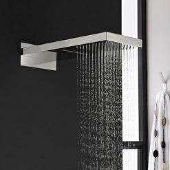 Milan Square Triple Valve with Diverter, Fixed Water Blade Shower Head + 6 Body Jets -Showers Shop HEAD48 D1 460