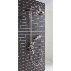 Crosswater - Belgravia Thermostatic Shower Valve with Fixed Head, Handset & Wall Cradle - Nickel -Showers Shop HG CRADLEN D2 460