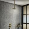 Arezzo Brushed Brass Industrial Style Shower System with Concealed Valve + Ceiling Mounted Head 1 Arezzo Brushed Brass Industrial Style Shower System with Concealed Valve + Ceiling Mounted Head -Showers Shop IS3BBPK n p